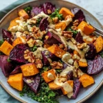 Creamy Roasted Beet Salad with Sweet Potato & Feta