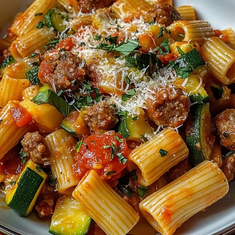Rigatoni with Sausage, Tomatoes, and Zucchini