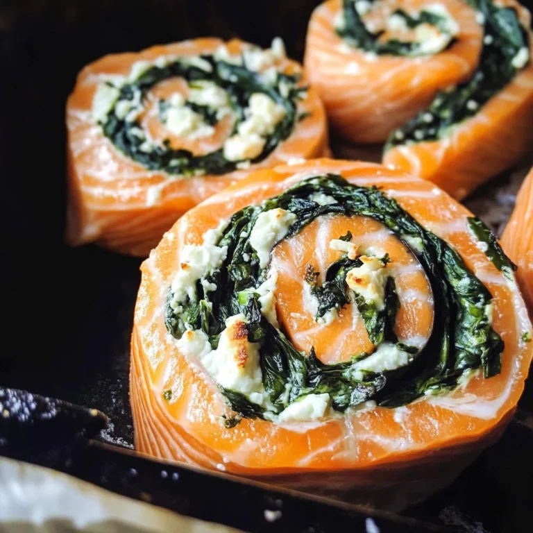 Spinach & Feta Stuffed Salmon Pinwheels