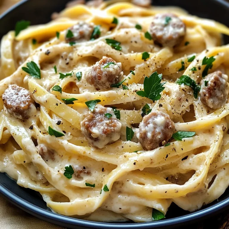 Creamy Italian Sausage Fettuccine Pasta