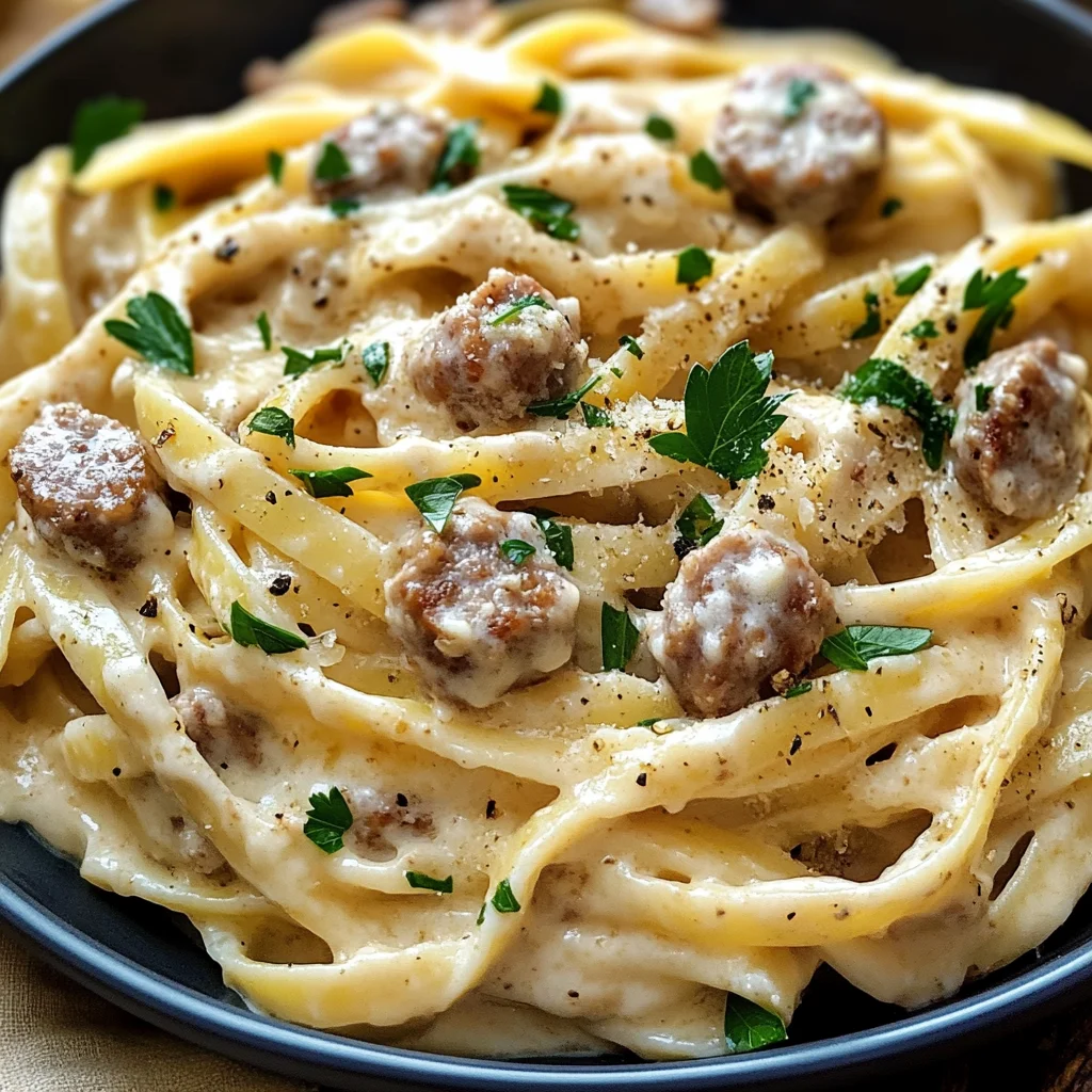 Creamy Italian Sausage Fettuccine Pasta