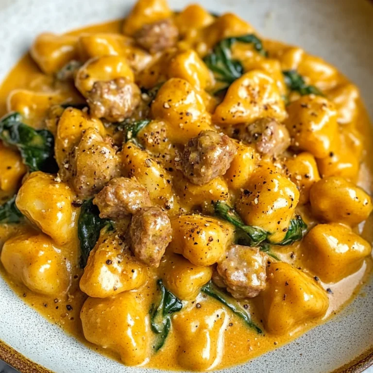 Creamy Pumpkin Gnocchi with Spinach and Italian Sausage