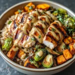 Maple Dijon Chicken & Roasted Sweet Potato Bowls