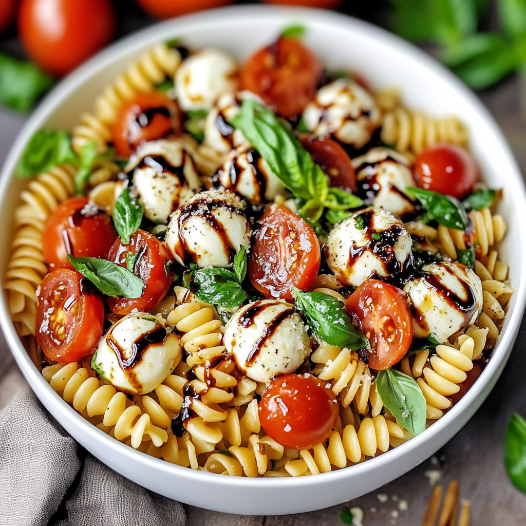 Caprese Pasta Salad with Balsamic Glaze (20-Minutes)